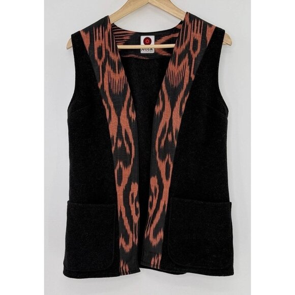 Noot Art Gallery Dark Gray & Red Art To Wear Vest Bohemian Artsy See Measure - Picture 1 of 9